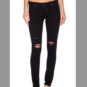 EUC Paige Verdugo Ultra Skinny Black Distressed Raw Hem Jeans Size 28